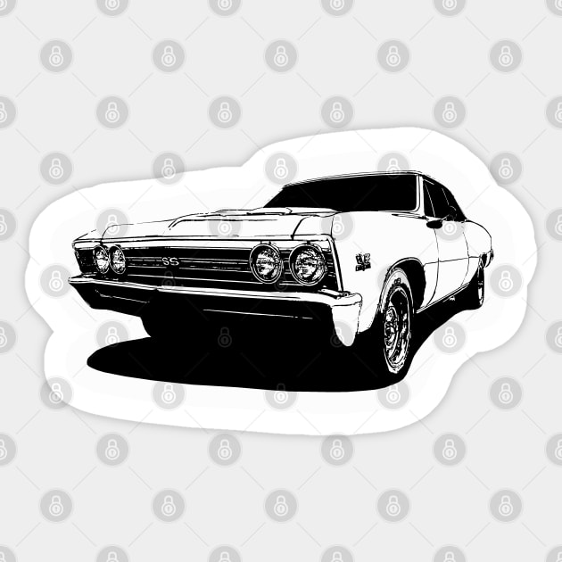 1967 Chevelle - monochrome stylized Sticker by mal_photography